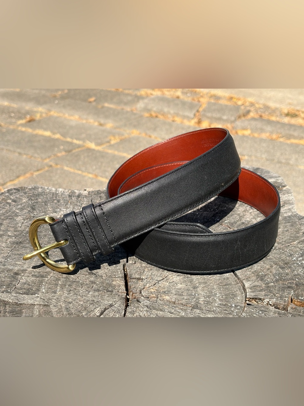 Coach VTG Women’s Leather Belt 8500- Black Exterior with Brown Interior